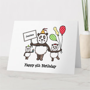 Cartão Aniversário do Partido Panda Personalizado