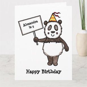 Cartão Aniversário do Partido Panda Personalizado