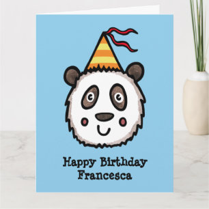 Cartão Aniversário do Partido Panda Personalizado
