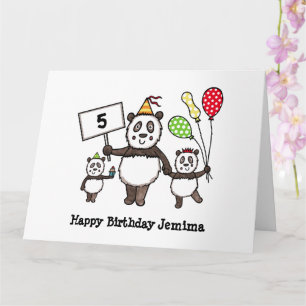 Cartão Aniversário do Partido Panda Personalizado