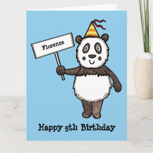 Cartão Aniversário do Partido Panda Personalizado