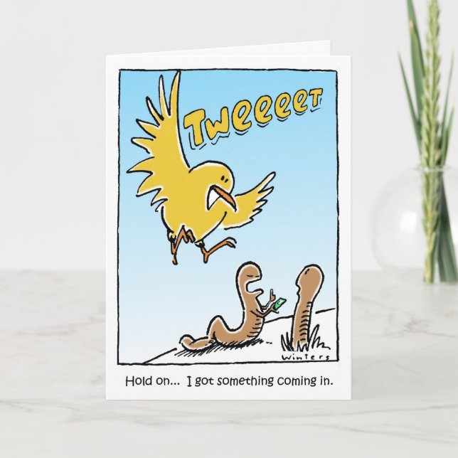 Cartão Aniversário do pássaro do Twitter (Frente)