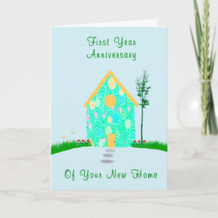 Cartão Aniversário do Primeiro Ano de Nova Casa