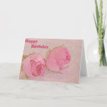 Cartão Aniversário do rosa do rosa<br><div class="desc">Dois rosas cor-de-rosa</div>