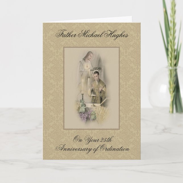 CARTÃO ANIVERSÁRIO DO SACERDOTE ORDENAÇÃO JESUS COROANDO (Frente)