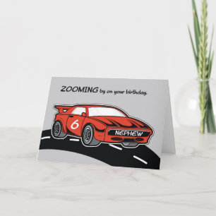 Cartão Aniversário do Sobrinho 6, Carro Esportivo Vermelh