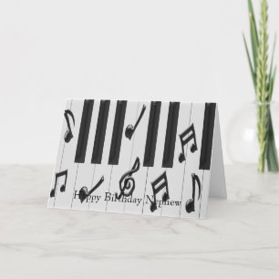 Cartão Aniversário do Sobrinho do Teclado Piano