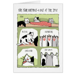 Cartão Aniversário do Spa Tratamentos com Gatos