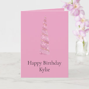Cartão Aniversário do Sparkle Pink Girly Dourado Glam Uni