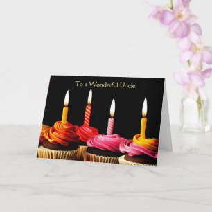 Cartão Aniversário do Tio com Velas e Bolinhos