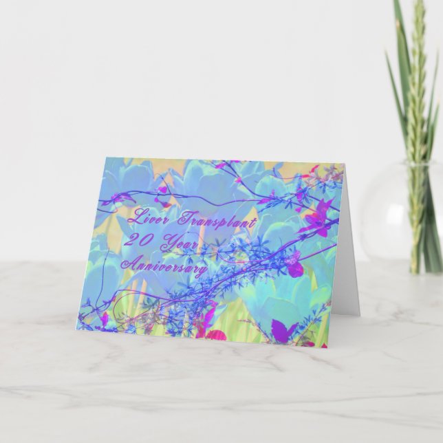 Cartão Aniversário do transplante hepático, 20 anos (Frente)