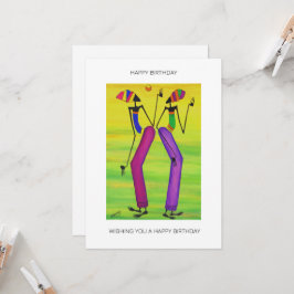 Cartão Aniversário do Verão Tropical de Cachorro Aquoso