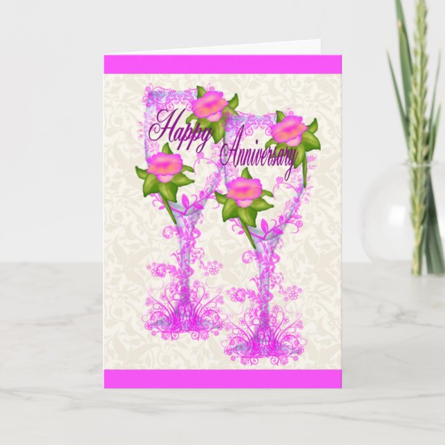 Cartão Aniversário do vidro de vinho (Frente)