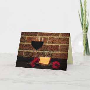 Cartão Aniversário do vinho e do queijo