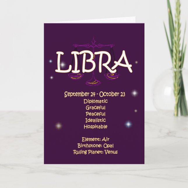 Cartão Aniversário do zodíaco do Libra (Frente)