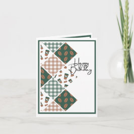 Cartão Aniversário dos amantes do café com xadrez