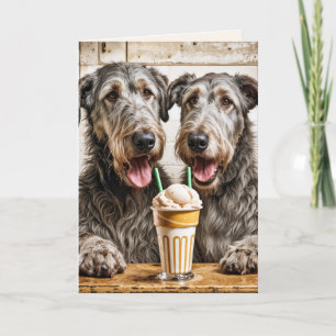 Cartão Aniversário dos Wolfhounds Irlandeses que Comparti