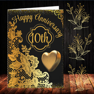 Cartão Aniversário Dourado Feliz Casamento Negro Para Cas