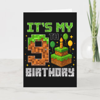 Cartão Aniversário É o meu 9º Aniversário Gamer Pixel Boy