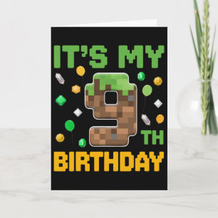 Cartão Aniversário É o meu nono aniversário Gamer Pixel N