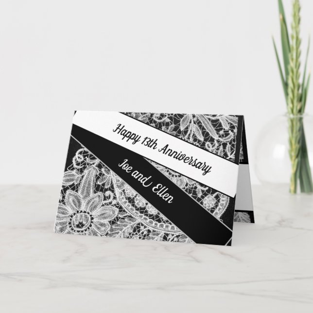 Cartão Aniversário editável de casamento por 13, (Frente)