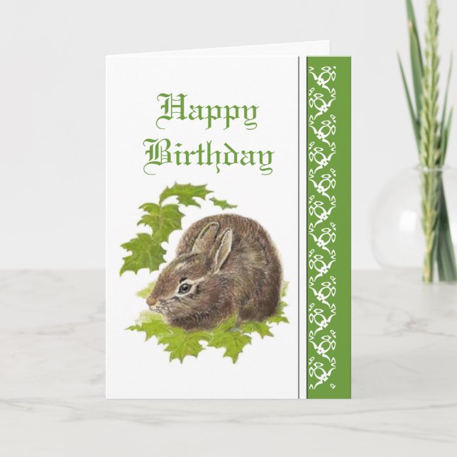 Cartão Aniversário Elegante, Coelho Coelhinho (Frente)