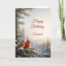 Aniversário Elegante de Cardeais de Inverno
