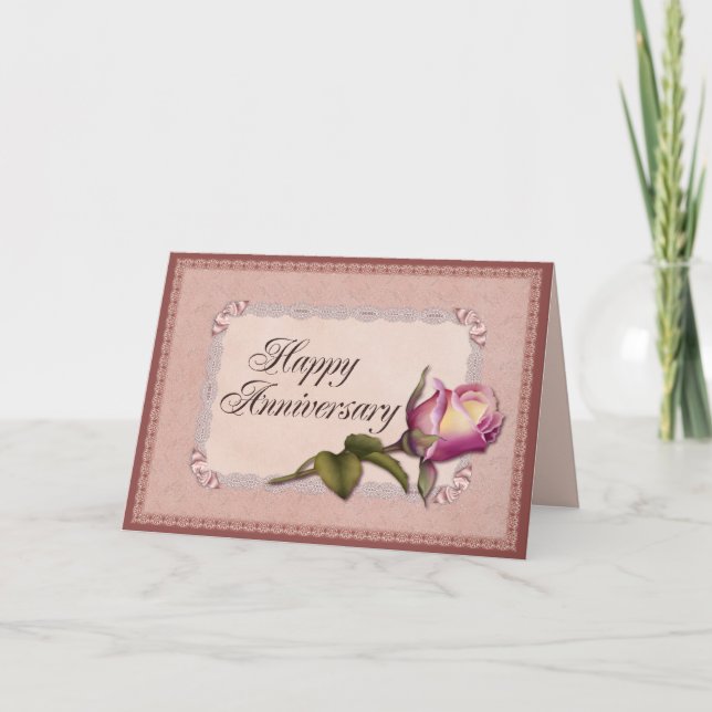 Cartão Aniversário elegante do laço (Frente)