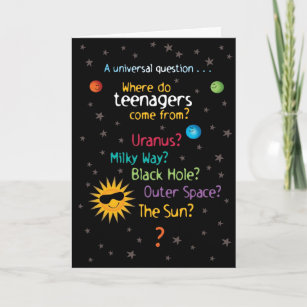 Cartão Aniversário Engraçado/Adolescente do Espaço