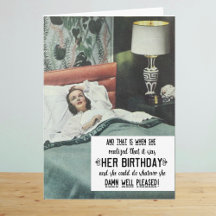 Aniversário engraçado de mulher retrô