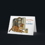 Cartão Aniversário engraçado do gatinho do acordeão<br><div class="desc">Este gato engraçado em um chapéu tirolês com um acordeão,  lembra-nos que é hora de cantar outra vez a canção do feliz aniversario.</div>