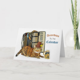 Cartão Aniversário engraçado do gatinho do acordeão