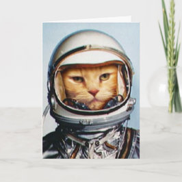 Cartão Aniversário Engraçado do "Gato Espacial"