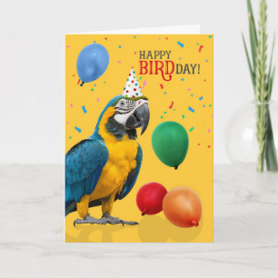 Cartão Aniversário engraçado do papagaio Arara Azul e Ama
