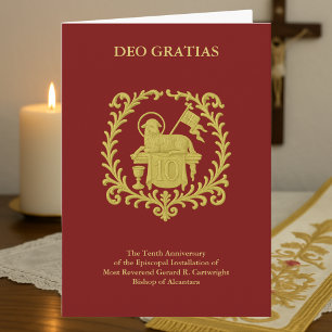 Cartão Aniversário Episcopal nº 10 Agnus Dei Dourado Bisp