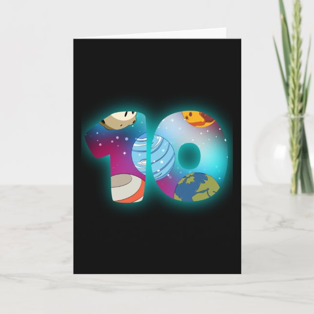 Cartão ANIVERSÁRIO ESPACIAL 10 10º Aniversário Menino de  (Frente)