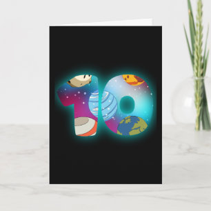 Cartão ANIVERSÁRIO ESPACIAL 10 10º Aniversário Menino de 