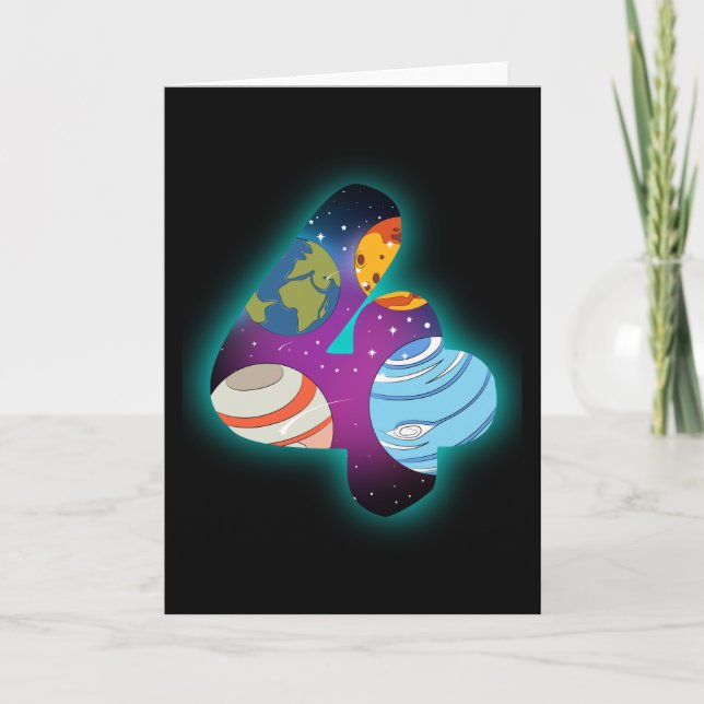 Cartão ANIVERSÁRIO ESPACIAL 44º Aniversário Garoto de 4 a (Frente)