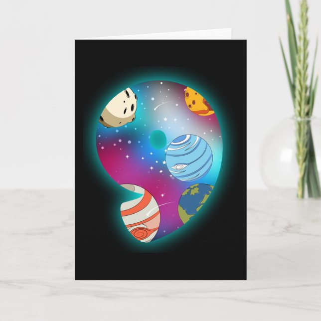 Cartão ANIVERSÁRIO ESPACIAL 9 9 9 Aniversário Garoto de 9 (Frente)