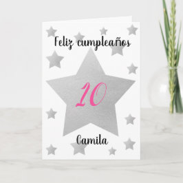 Cartão Aniversário Espanhol das Estrelas de Prata