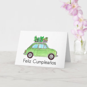 Cartão Aniversário espanhol Retro Fiat 500