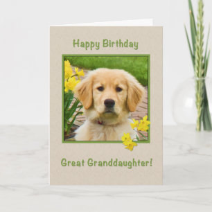 Cartão Aniversário, excelente - neta, golden retriever