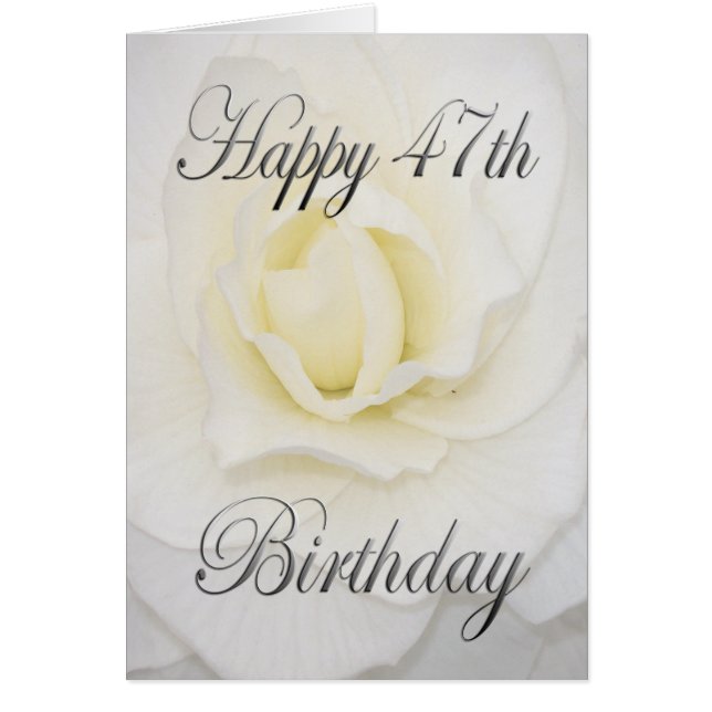 Cartão Aniversário feliz da flor branca 47th (Frente)
