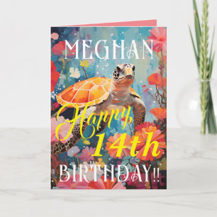 Cartão Aniversário Feliz Da Tartaruga Clássica E Do Ocean