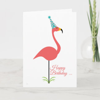 Cartão Aniversário Feliz de Lâmpada Rosa Flamingo para Cl
