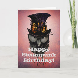Cartão Aniversário feliz de Steampunk! - Coruja