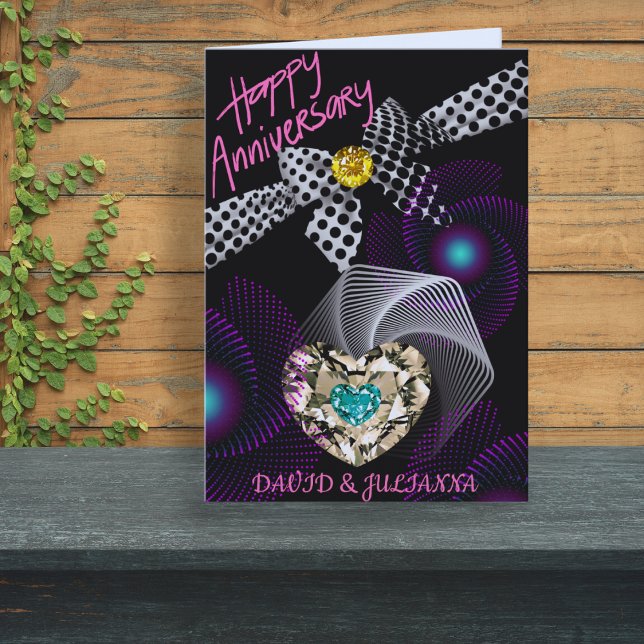 Cartão Aniversário feliz do Diamond Moderno Abstrato Negr (Criador carregado)