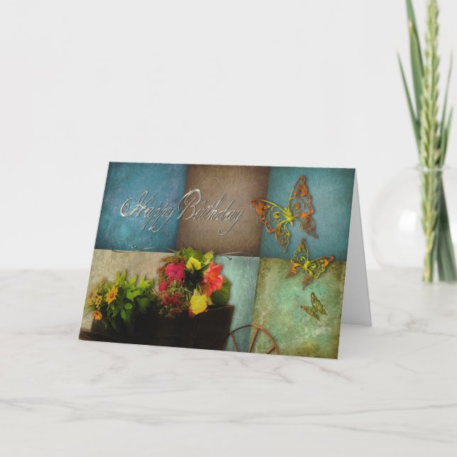 CARTÃO ANIVERSÁRIO FELIZ - GERAL - FLORES DE PAÍSES (Frente)