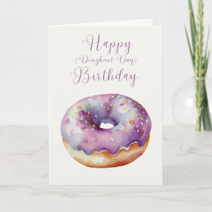 Cartão Aniversário feliz ilustrado de donut