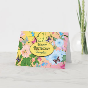 CARTÃO ANIVERSÁRIO - FILHA - BUTTERFIES & FLORES